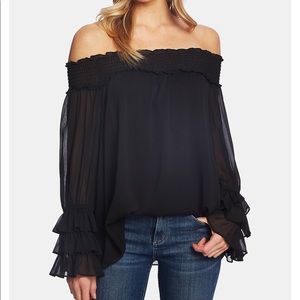 CECE Ruffled Bell-Sleeve Off-The-Shoulder Top